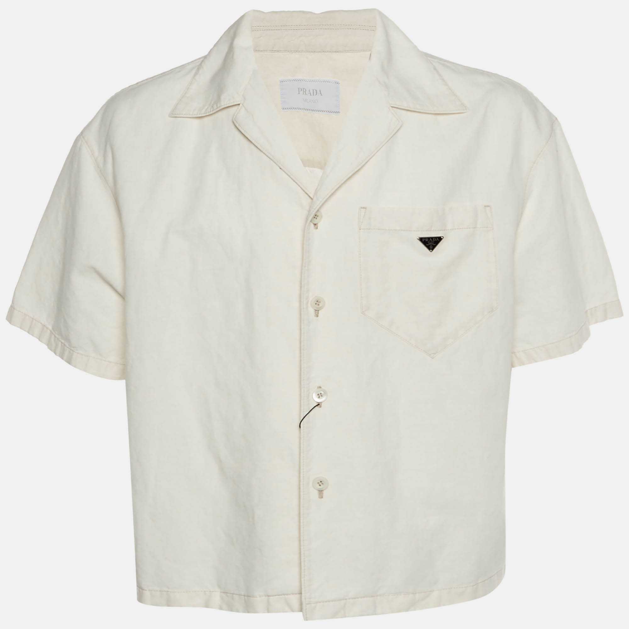 

Prada Cream Chambray Button Up Bowling Shirt M