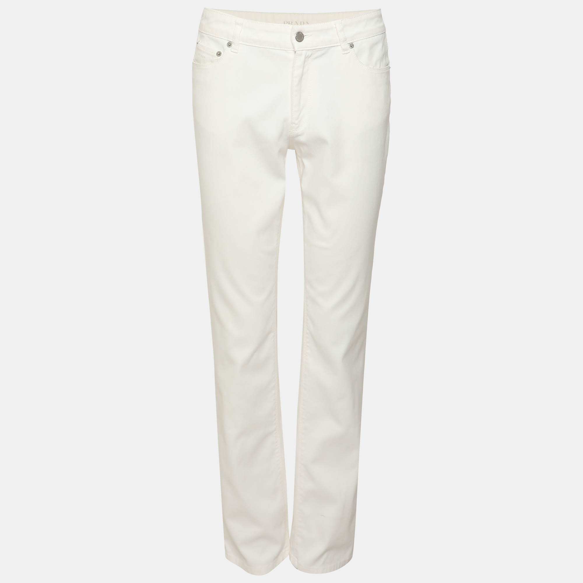 

Prada White Denim Straight Leg Pants XS