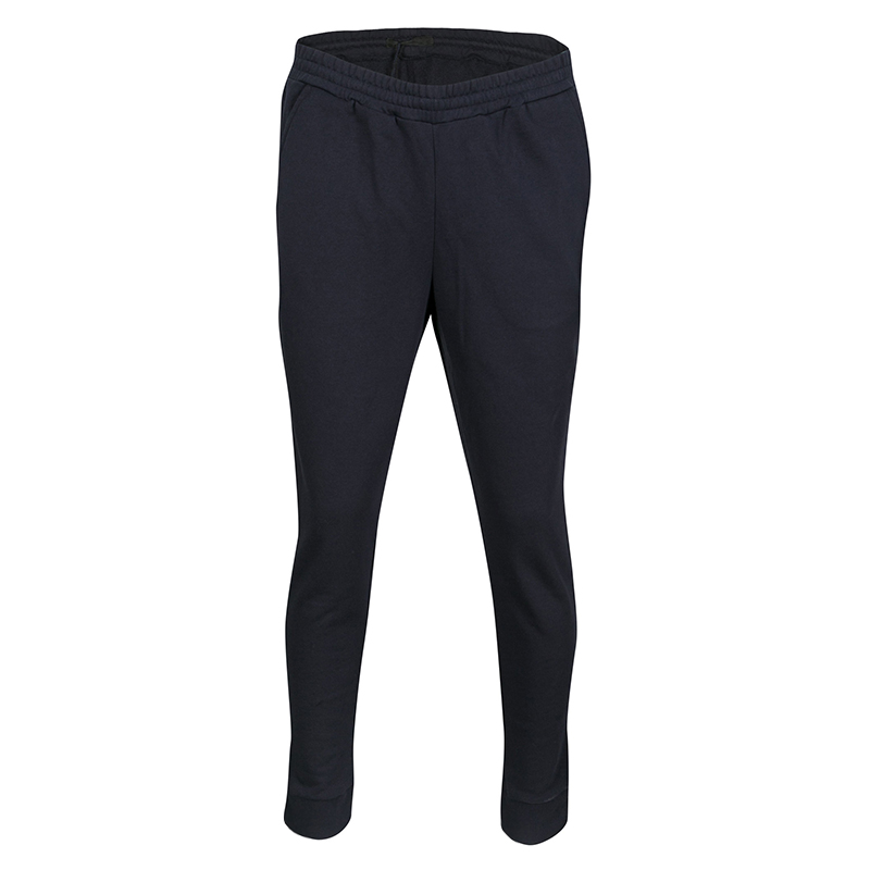 Prada Navy Blue Cotton Drawstring Detail Jogger Pants L