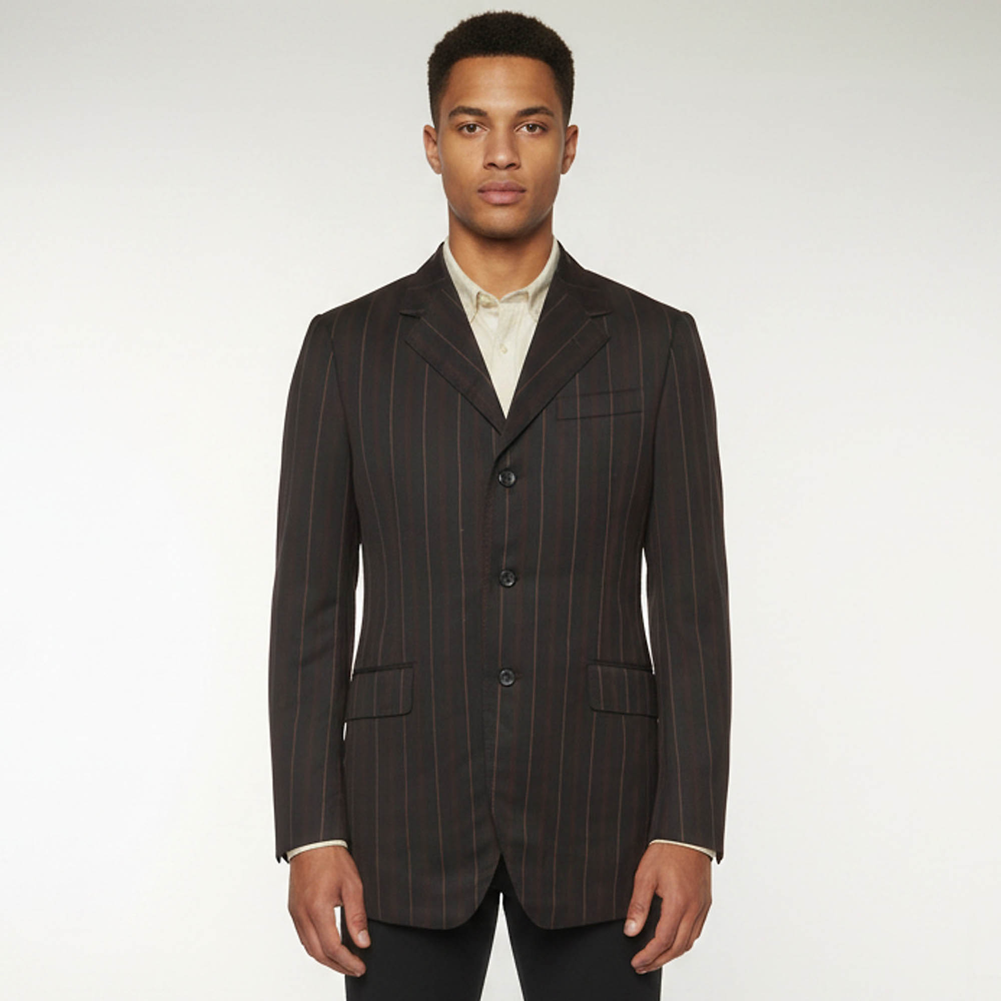 

Prada Vintage Black Pinstripe Wool Single Breasted Blazer S