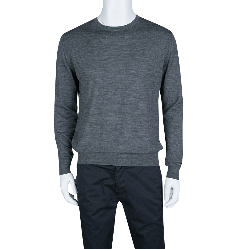 

Prada Grey Slub Knit Long Sleeve Crew Neck Sweater