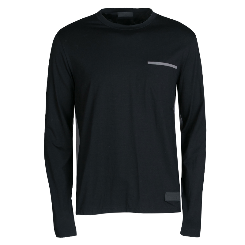 Prada Black Contrast Side Panel Detail Long Sleeve T-Shirt XL Prada ...