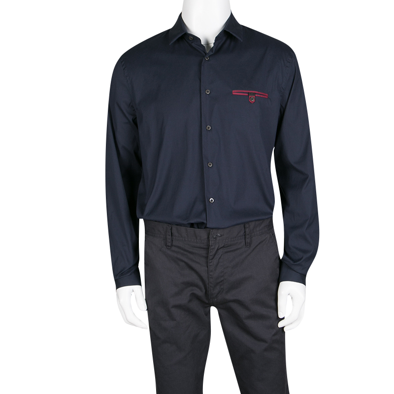 

Prada Navy Blue Cotton Button Front Long Sleeve Shirt