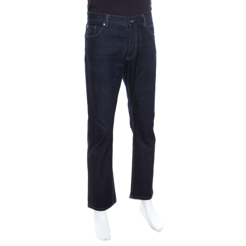 

Prada Indigo Dark Wash Classic Fit Denim Jeans, Blue