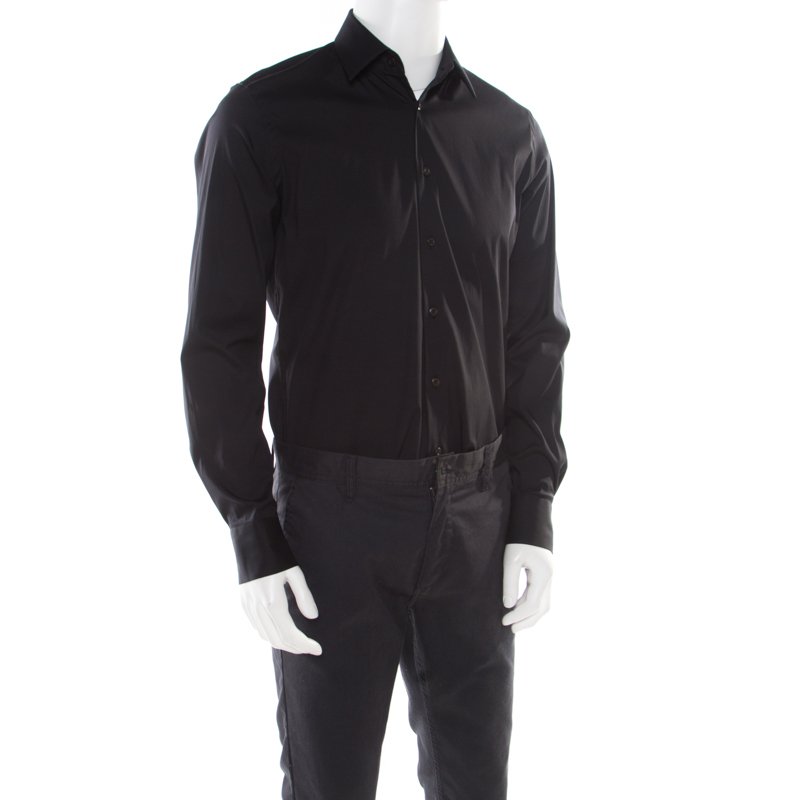 

Prada Black Cotton Stretch Button Front Long Sleeve Shirt
