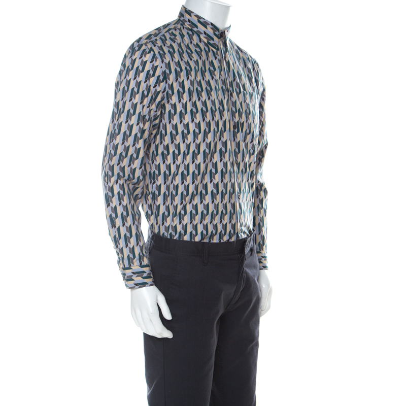 

Prada Multicolor Graphic Printed Cotton Button Front Shirt