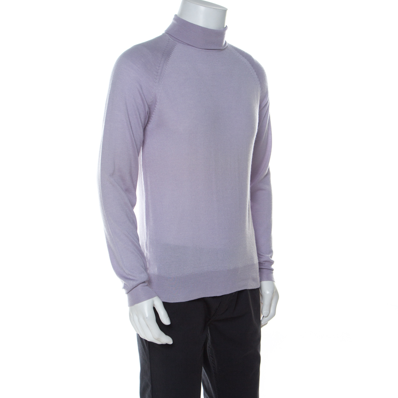 

Prada Lavender Cashmere Silk Raglan Sleeve Turtleneck Sweater, Purple