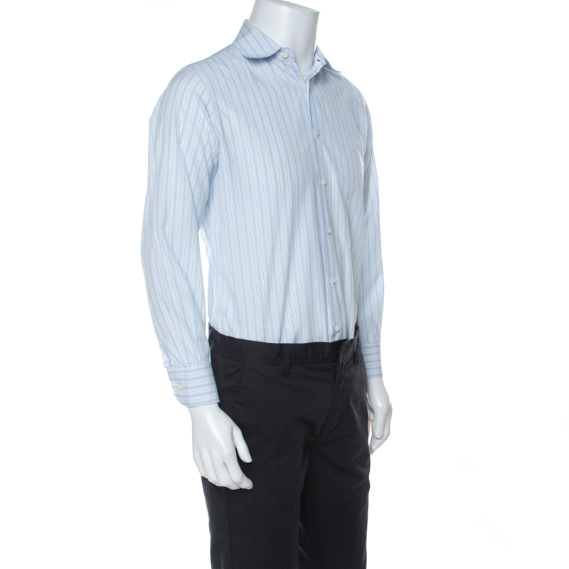 

Prada Multicolor Striped Cotton Button Front Long Sleeve Shirt