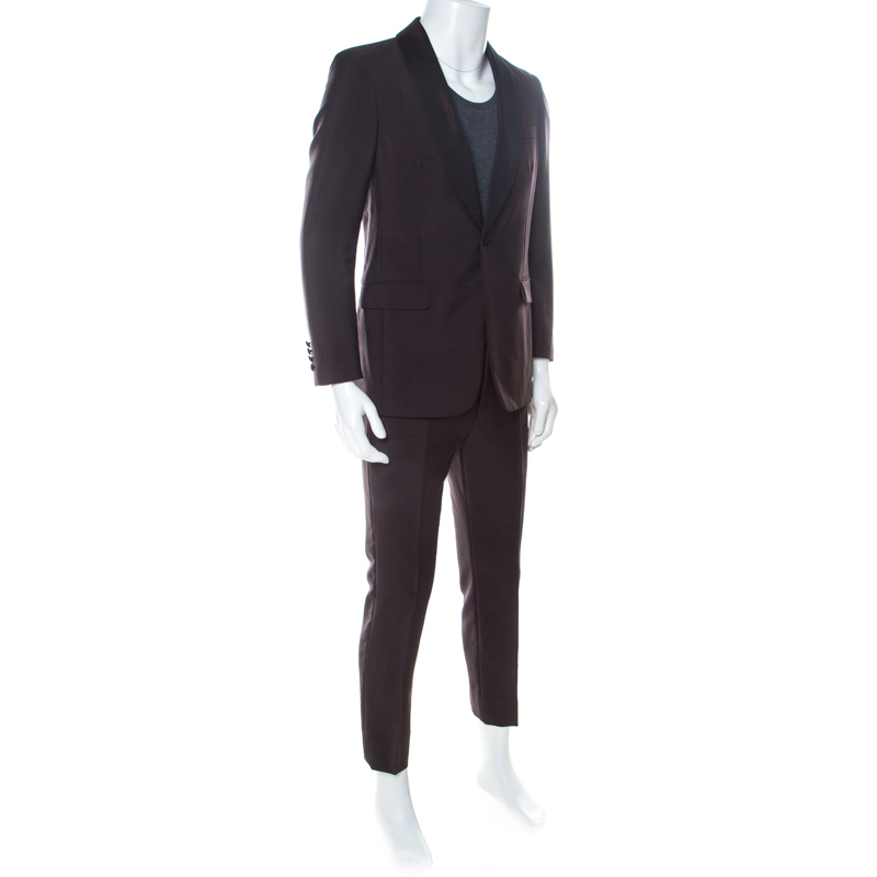 

Prada Burgundy Mohair Wool Slim Fit Tuxedo Suit