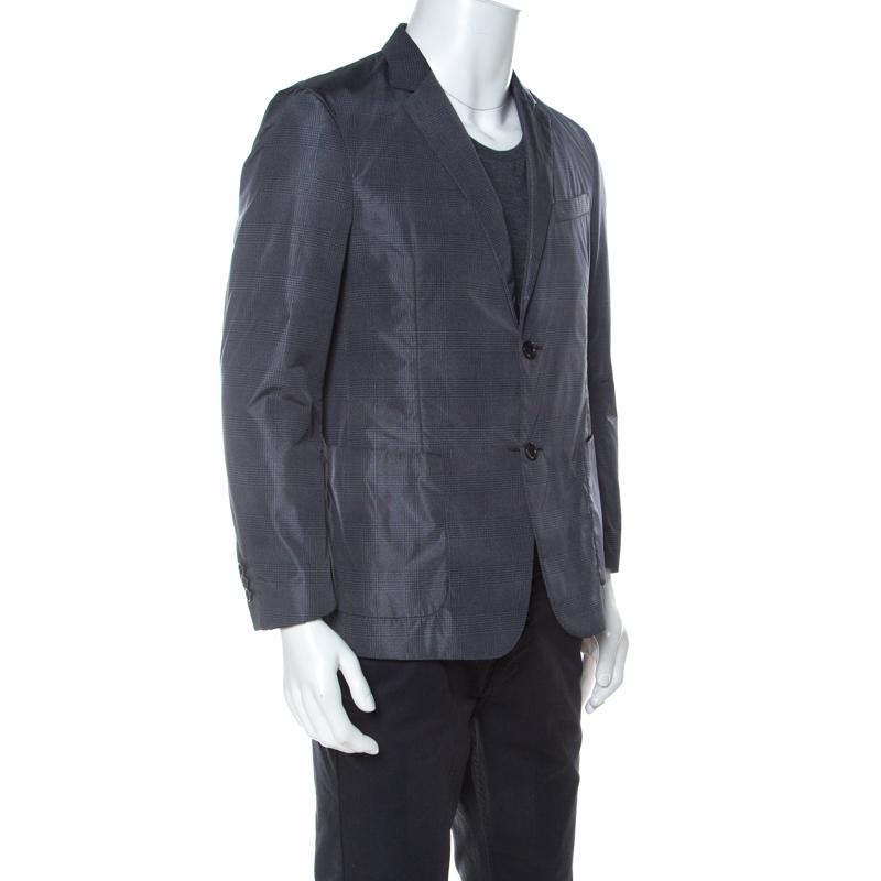 

Prada Grey Herringbone Check Padded Blazer