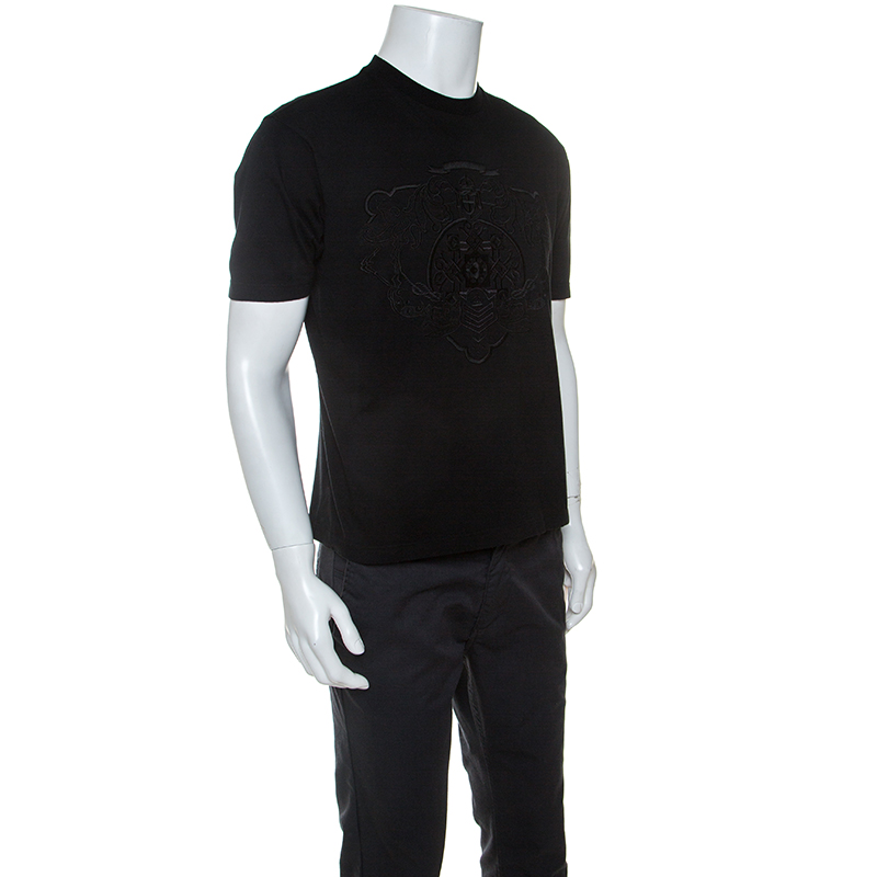

Prada Black Cotton Embroidery Detail T-Shirt