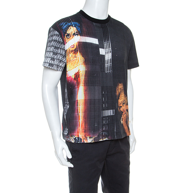 

Prada Dark Grey Printed Cotton Crew Neck T-Shirt