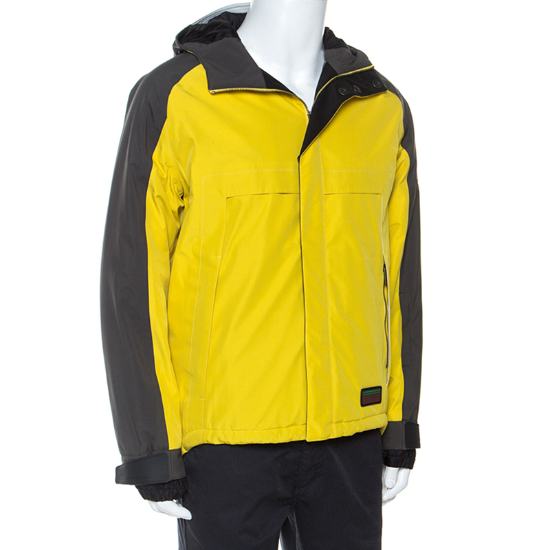 

Prada Yellow And Grey Technical Fabric Zip Front Jacket