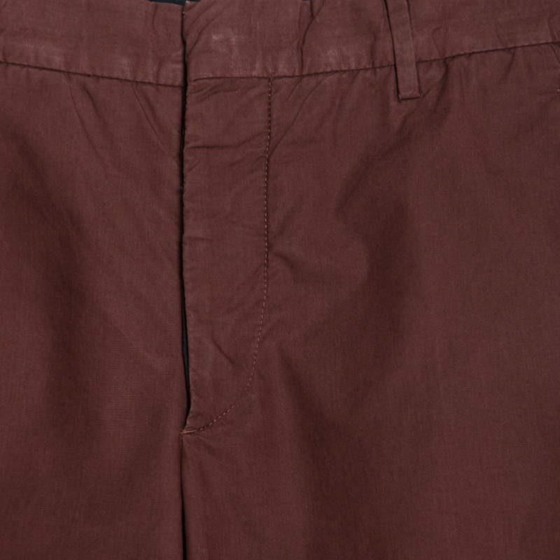 Pre-owned Prada Brown Cotton Tapered Trousers Xs