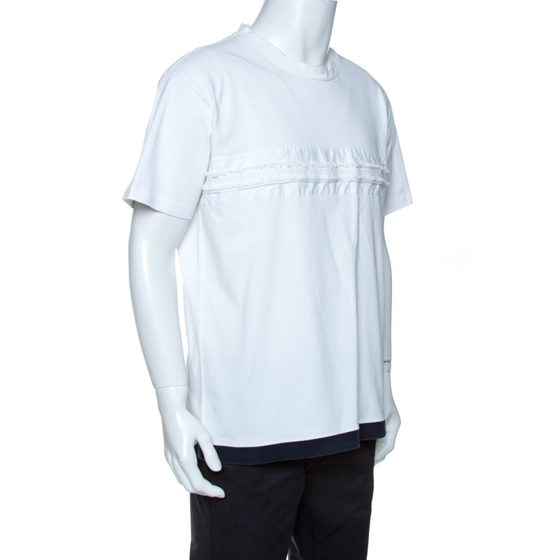 

Prada White Cotton Fringe Detail T Shirt