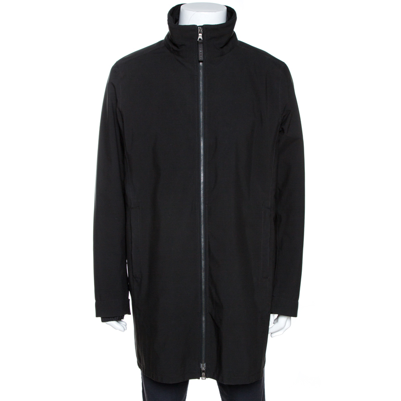 Pre-owned Prada Black Nylon Zip Front Jacket Xxl
