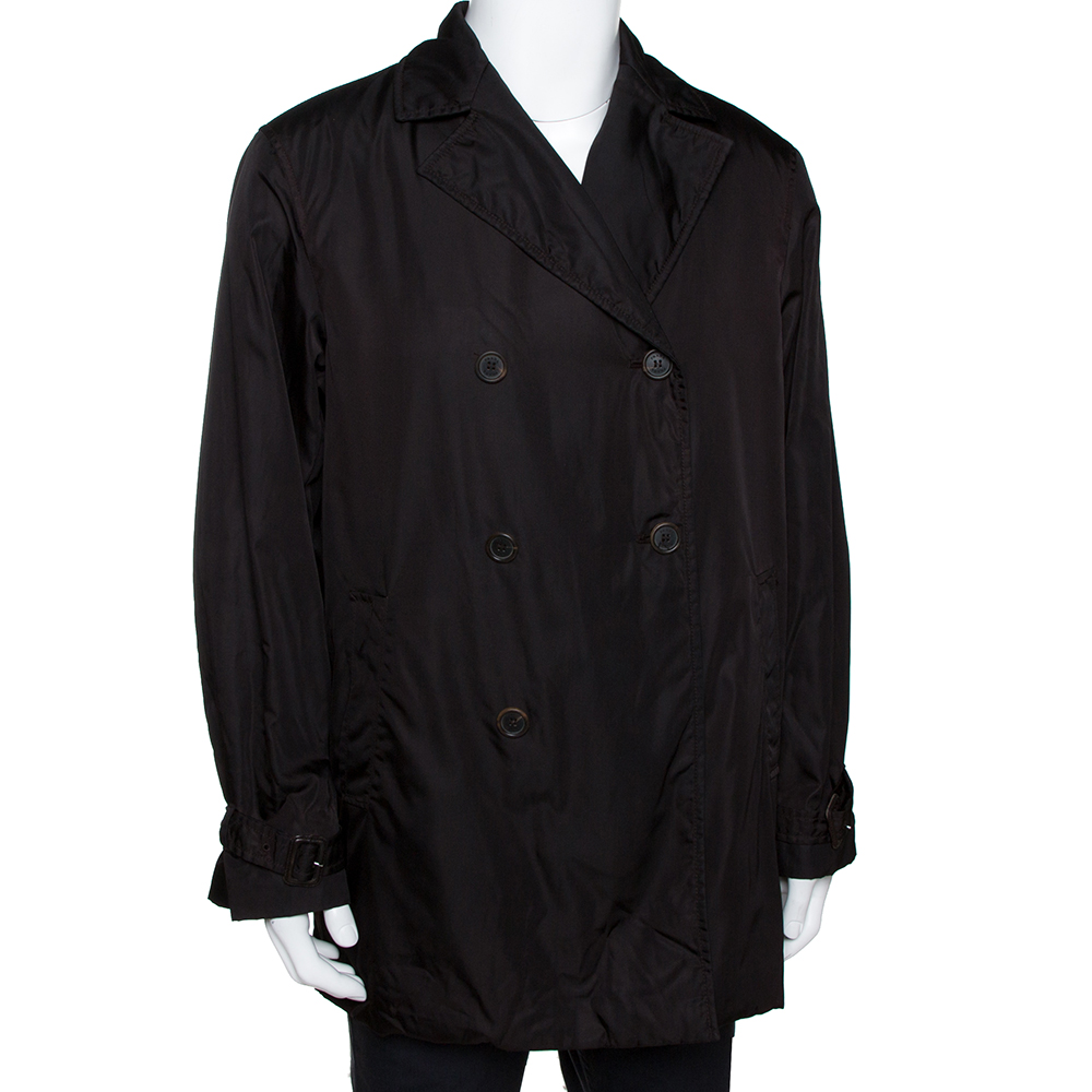

Prada Dark Brown Nylon Double Breasted Coat
