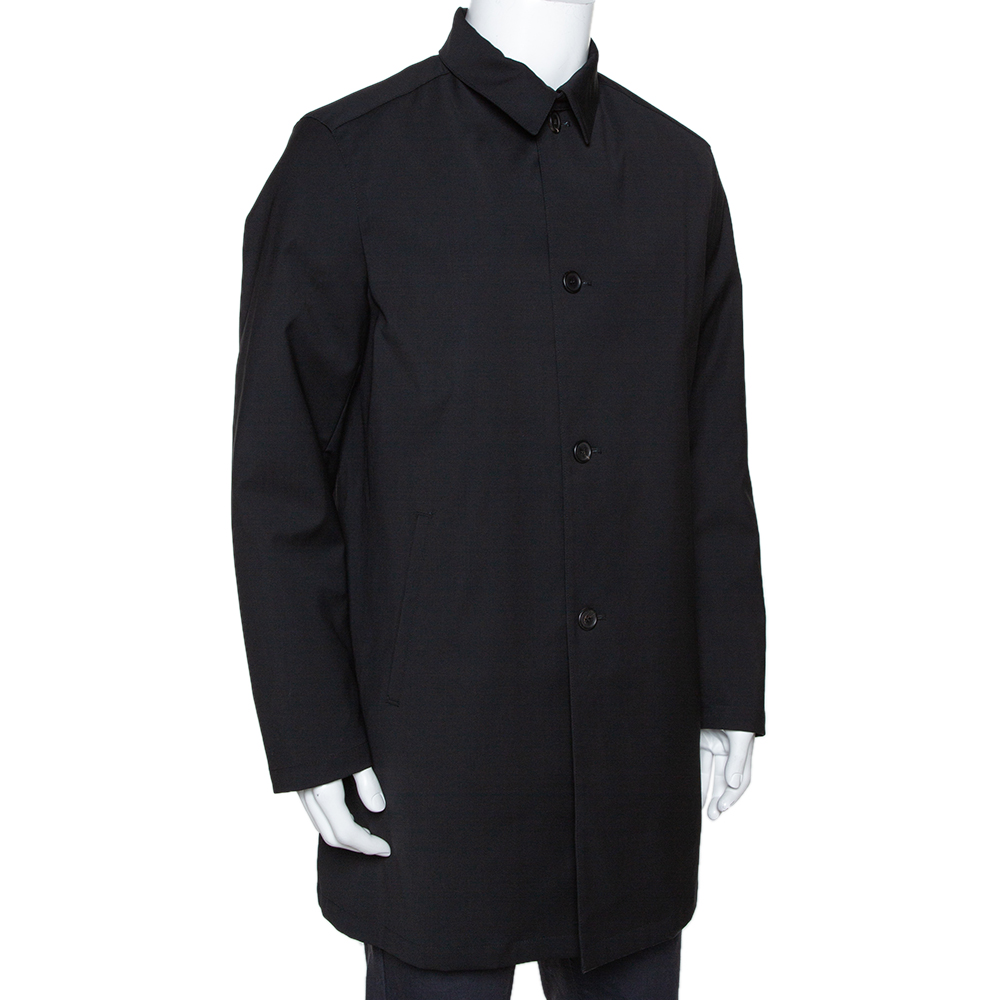 

Prada Black Coated Nylon Button Front Coat