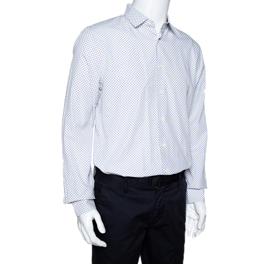 

Prada White Star Print Cotton Long Sleeve Shirt