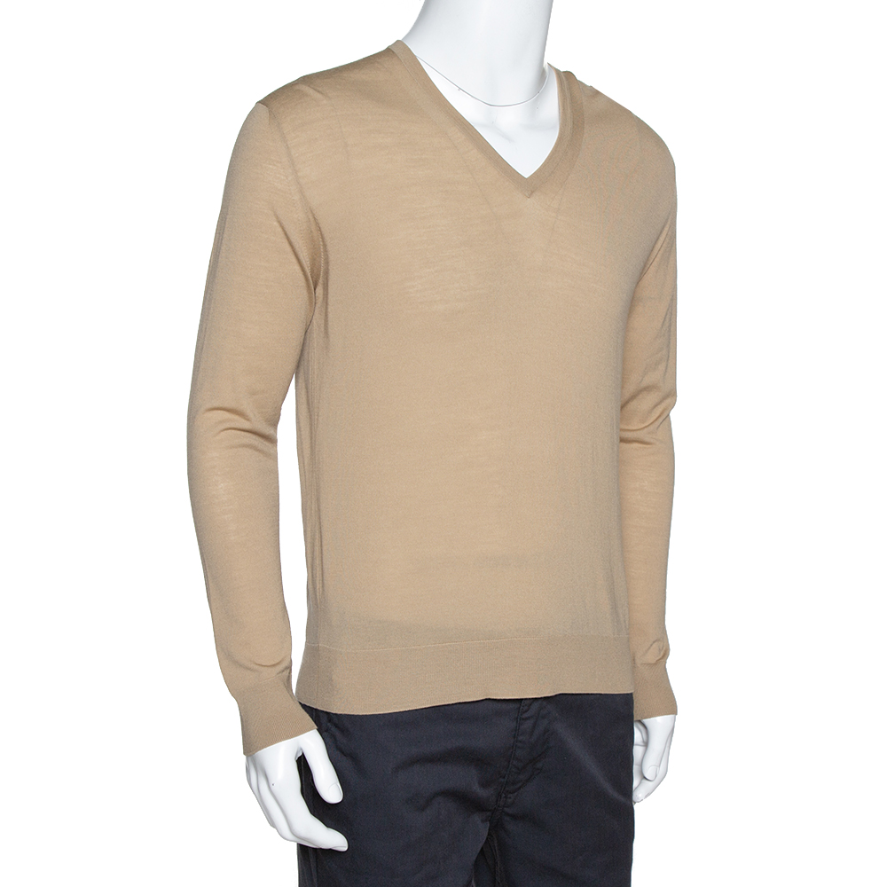 

Prada Beige Wool V-Neck Jumper