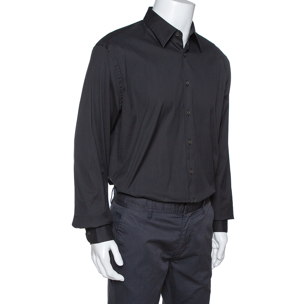 

Prada Black Stretch Cotton Long Sleeve Shirt