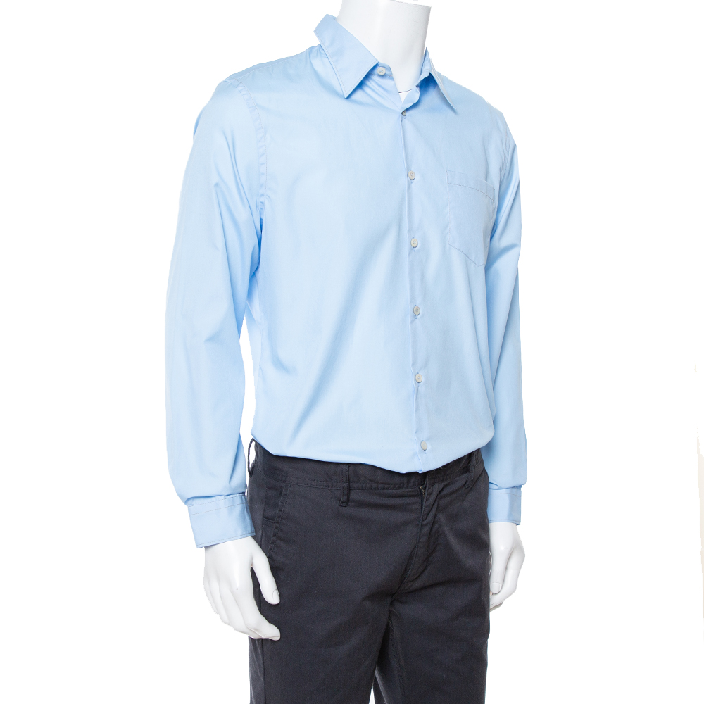 

Prada Light Blue Cotton Button Front Long Sleeve Shirt