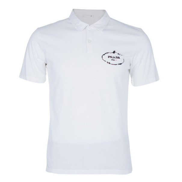Prada Men's White Polo Shirt XL Prada | The Luxury Closet