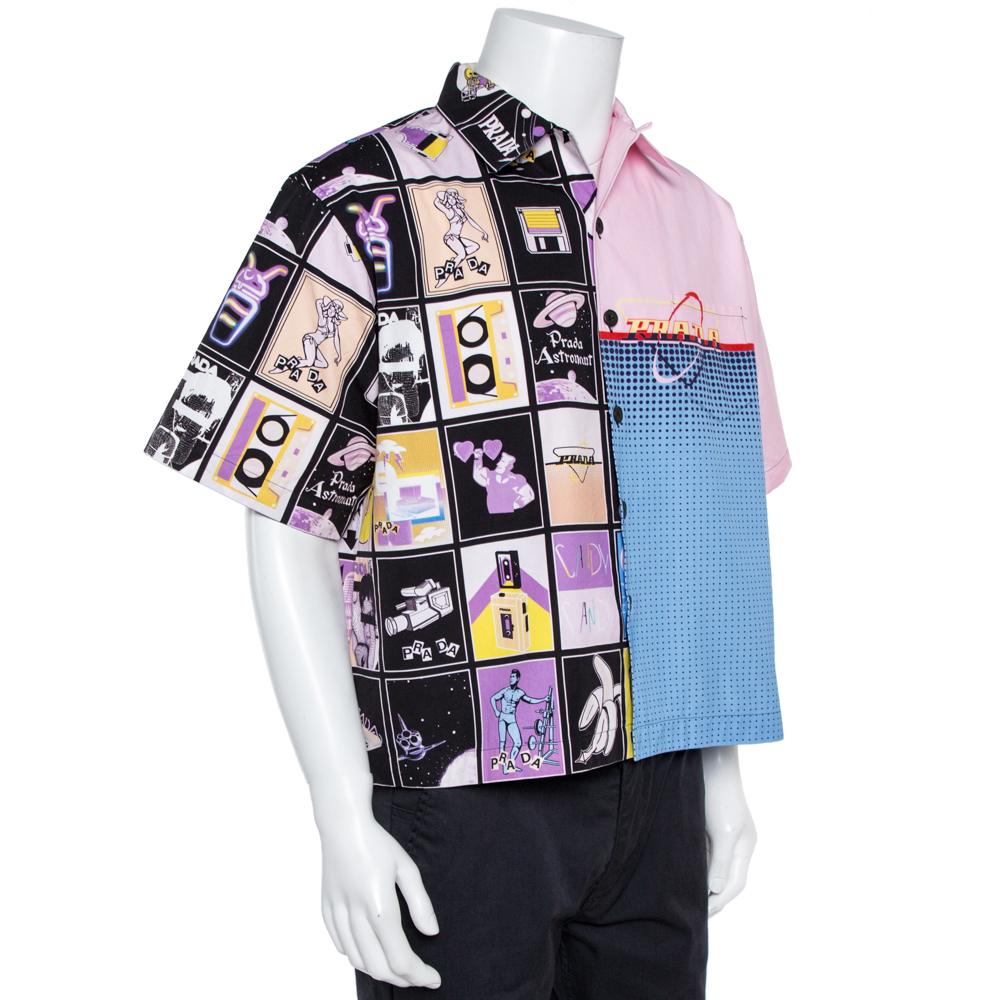 

Prada Pink Printed Cotton Patchwork Shirt, Multicolor