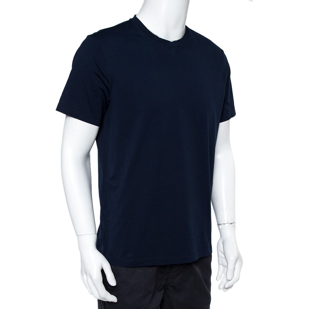 

Prada Navy Blue Stretch Cotton Crew Neck T-Shirt