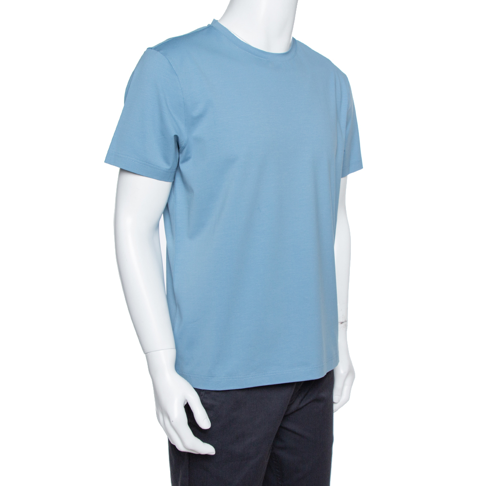 

Prada Slate Blue Cotton Jersey Round Neck T-Shirt