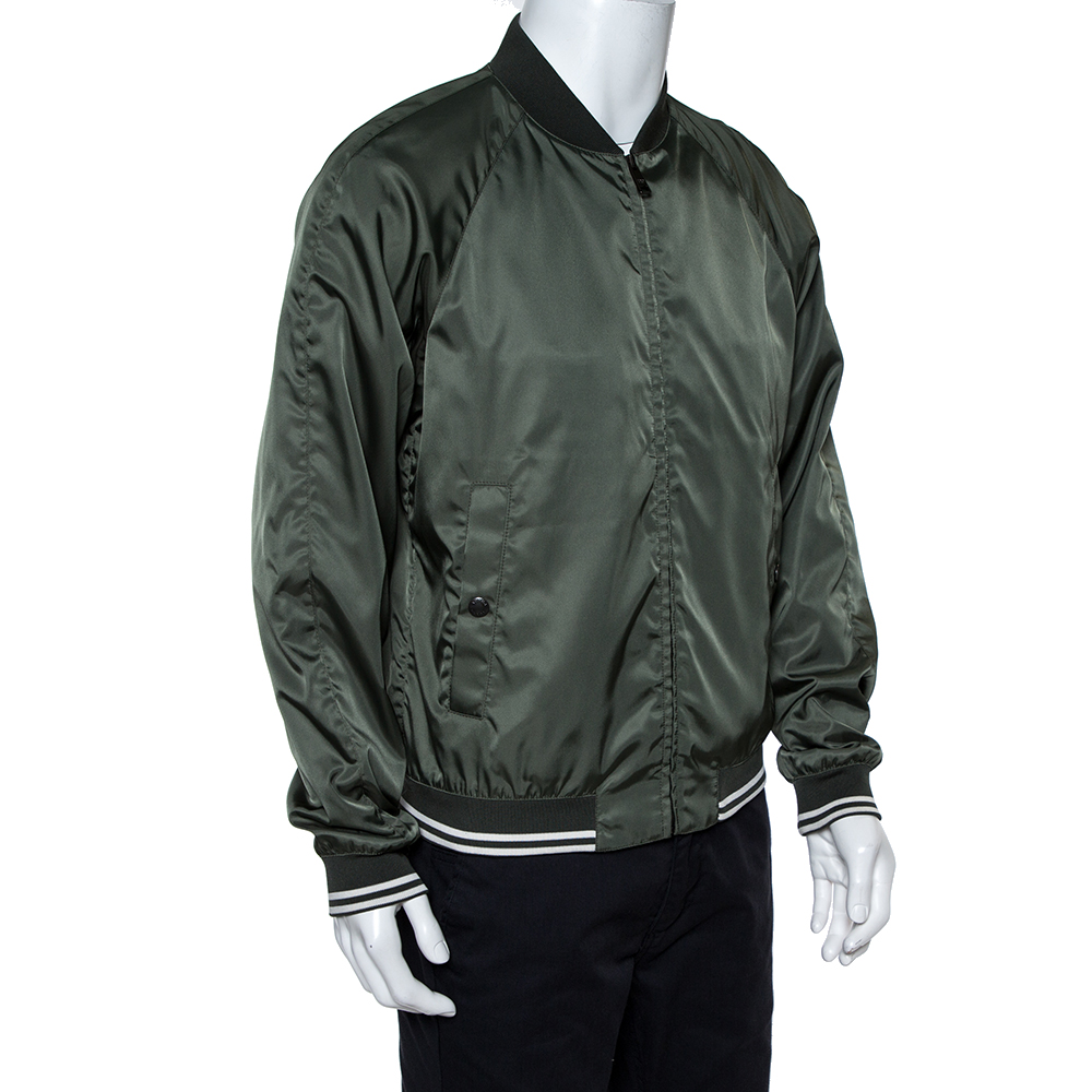 

Prada Green Synthetic Zipper Front Bomber Jacket