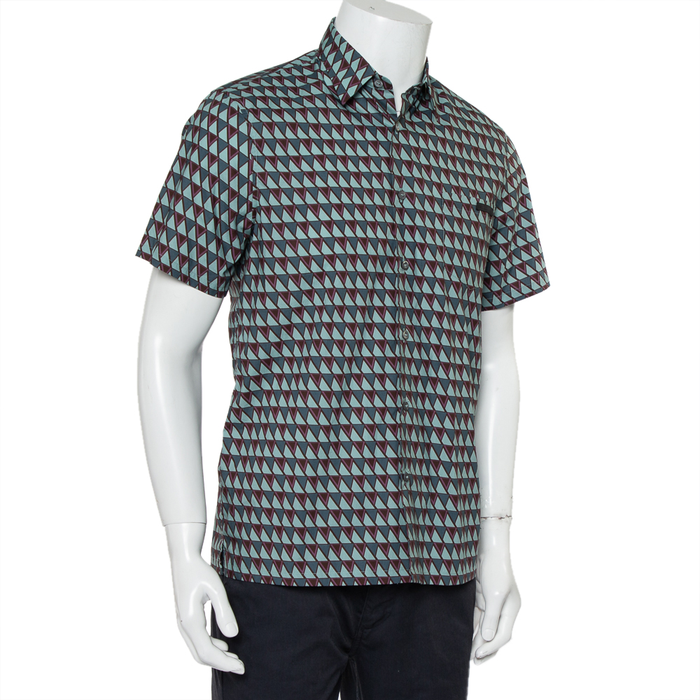 

Prada Multicolor Printed Cotton Short Sleeve Shirt