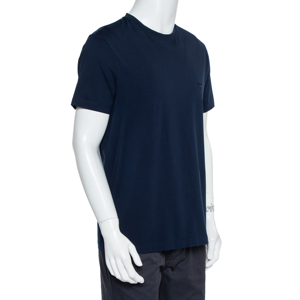 

Prada Navy Blue Basic Stretch Cotton T-Shirt