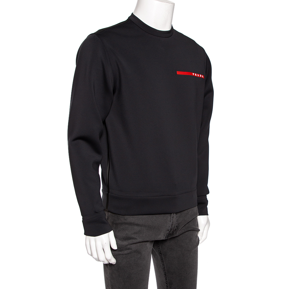 

Prada Black Technical Jersey Logo Detail Long Sleeve Sweatshirt