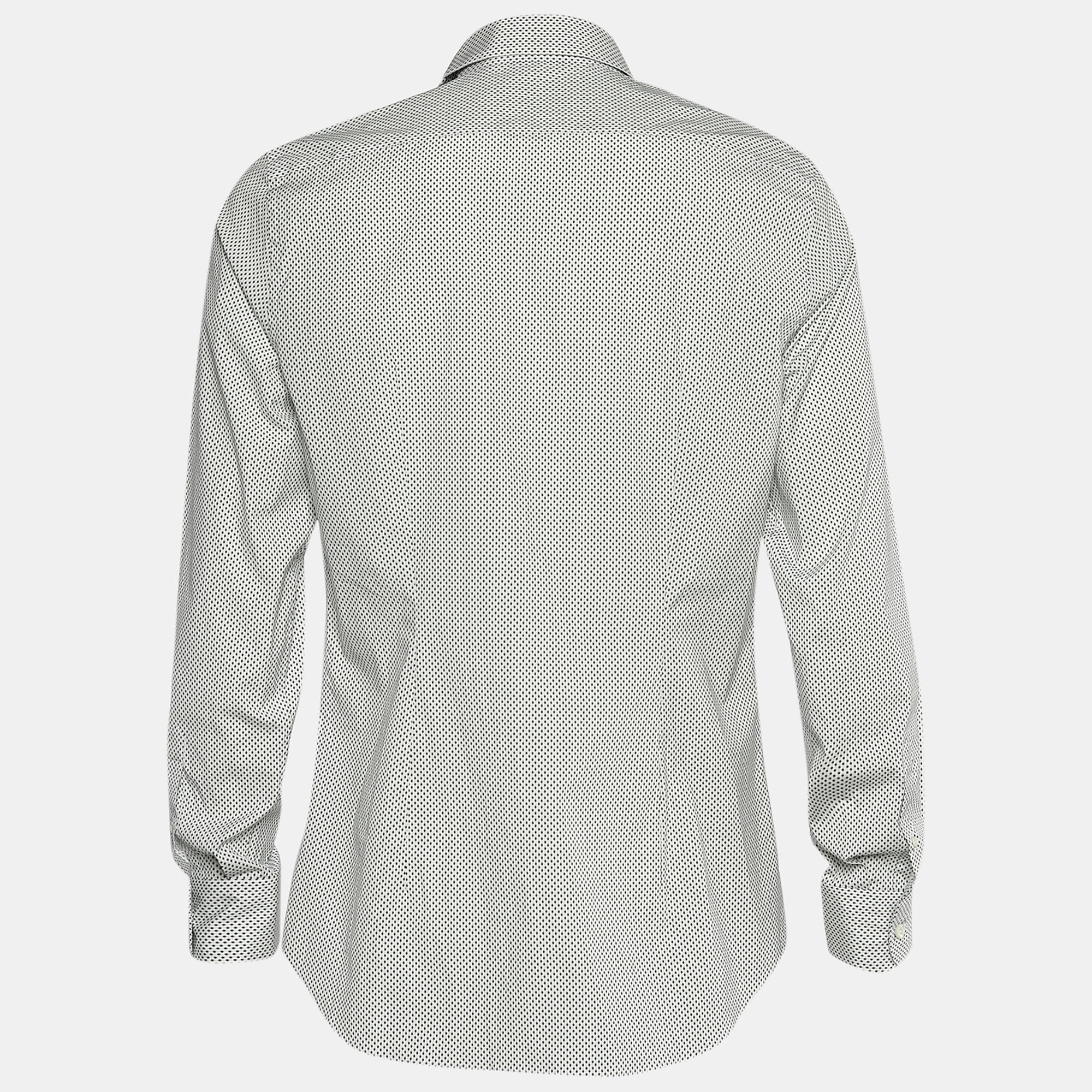 

Prada White Printed Cotton Long Sleeve Shirt