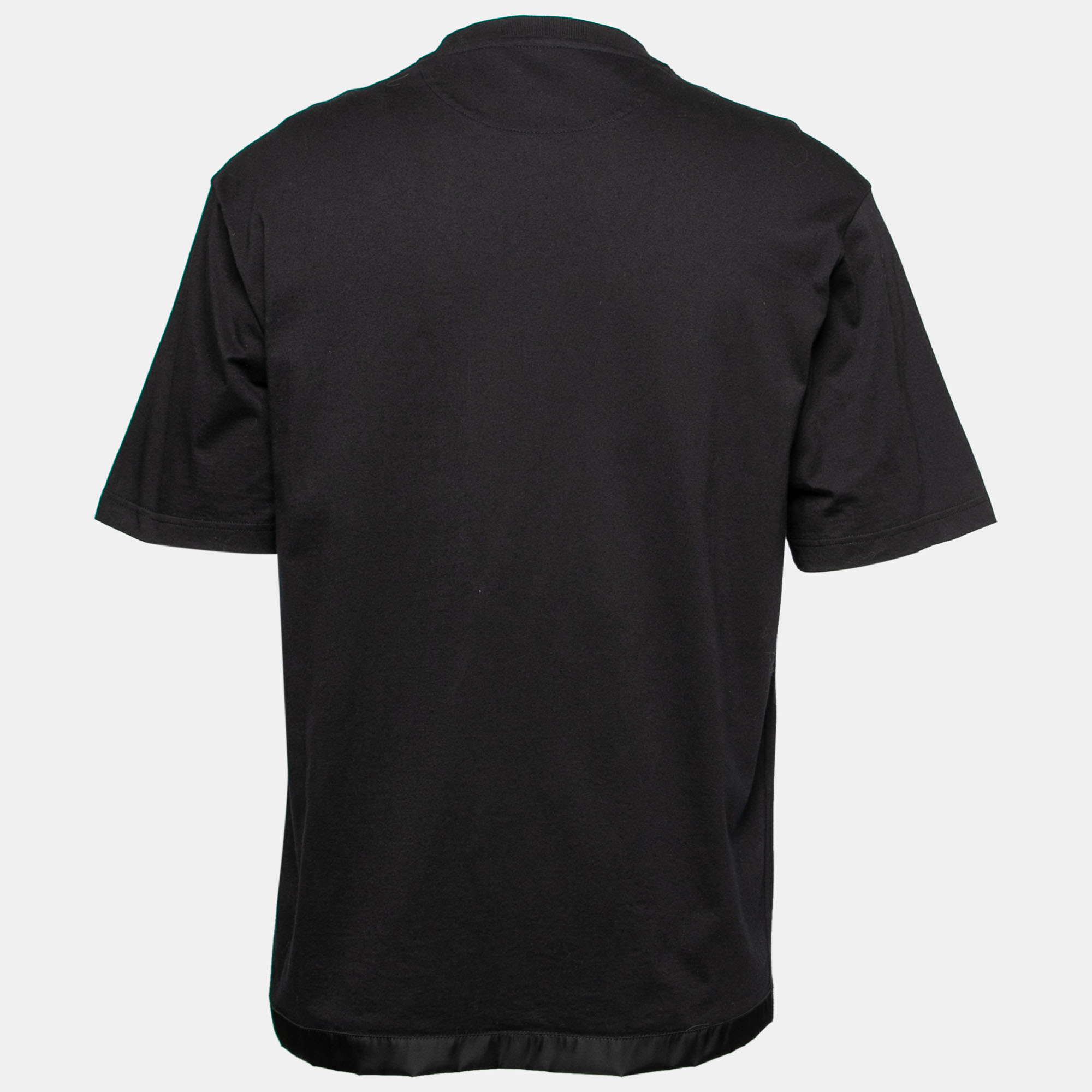 

Prada Black Cotton Synthetic Patch Pocket Detail Short Sleeve T-Shirt