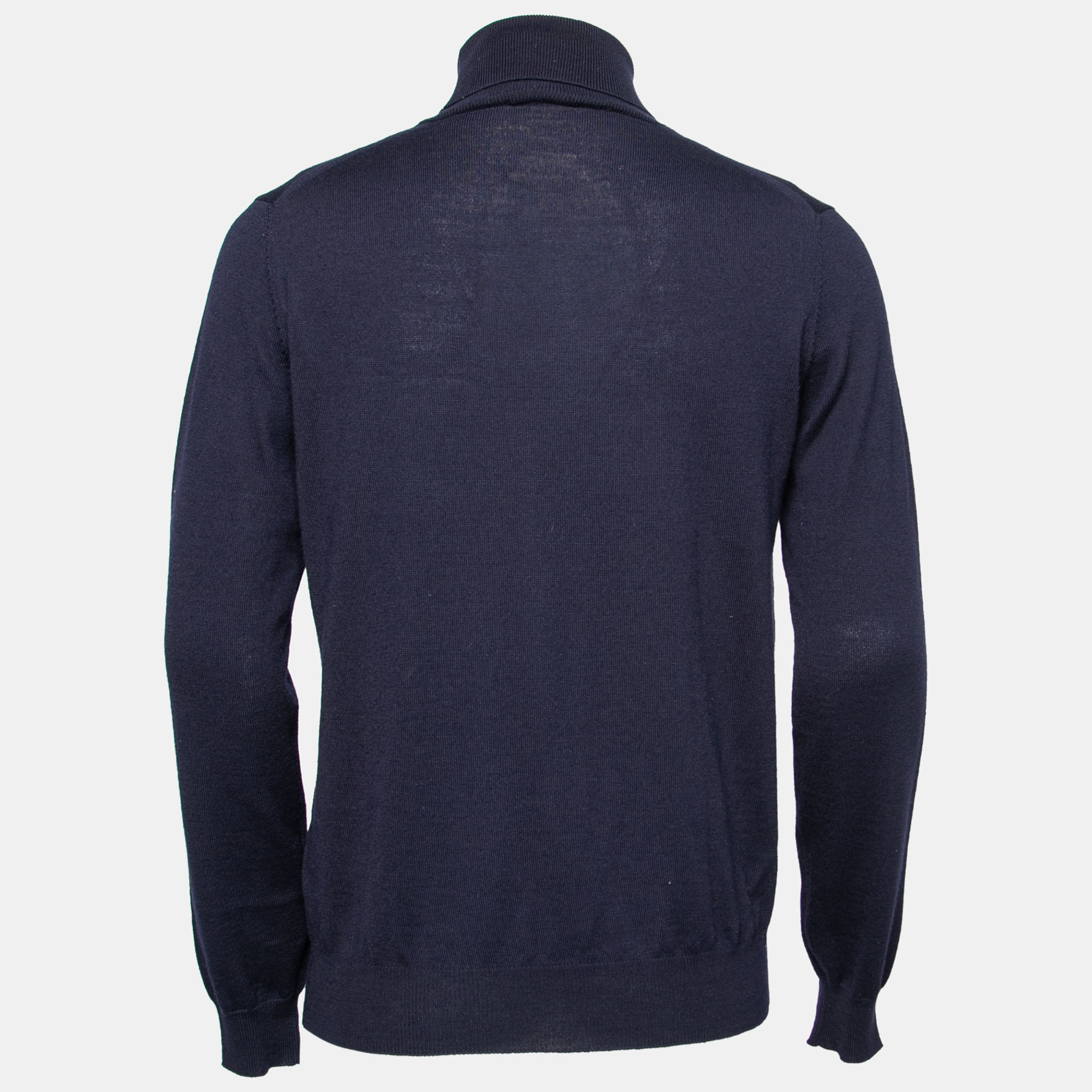 

Prada Navy Blue Wool Knit Turtle Neck Long Sleeve Sweater