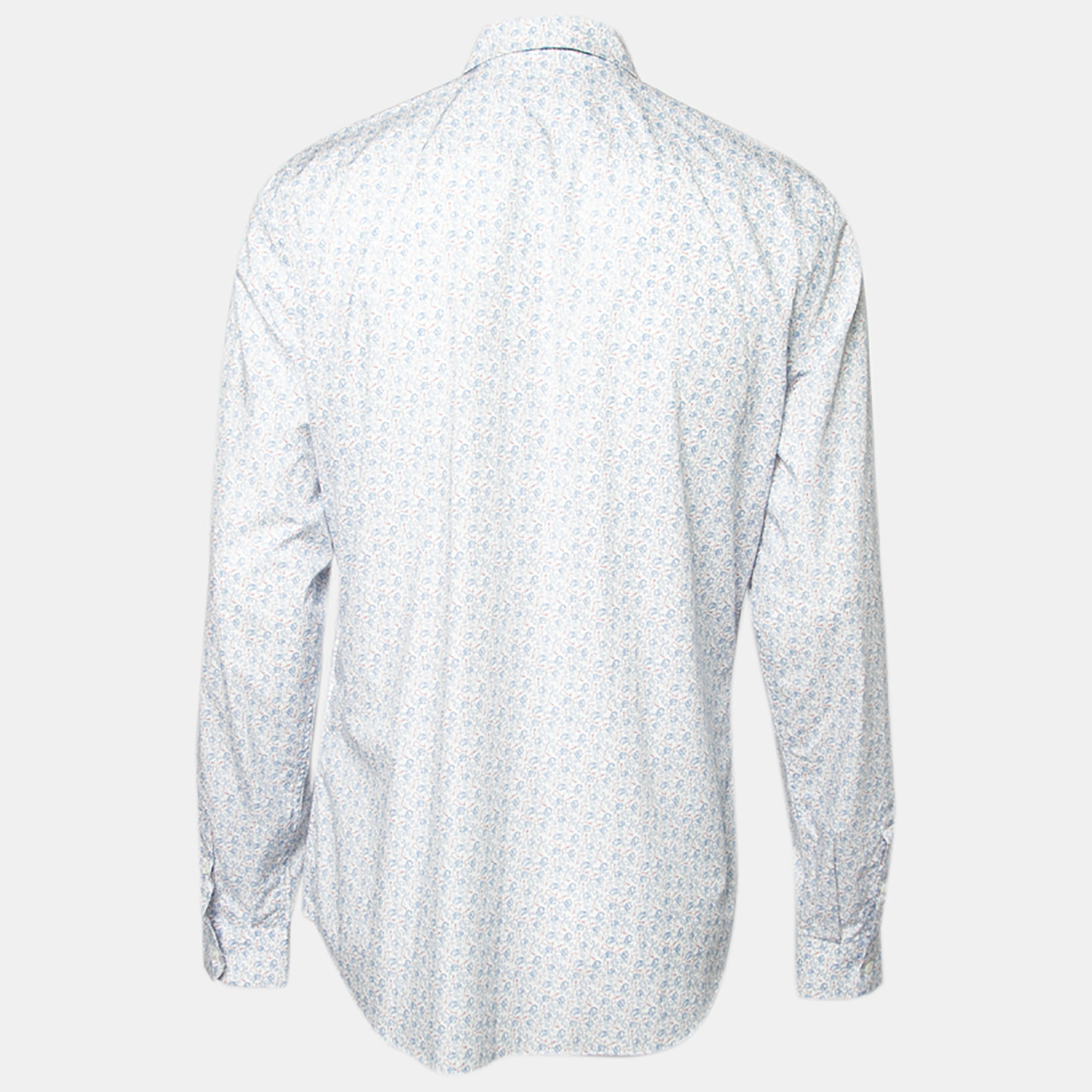 

Prada White Printed Cotton Button Front Shirt