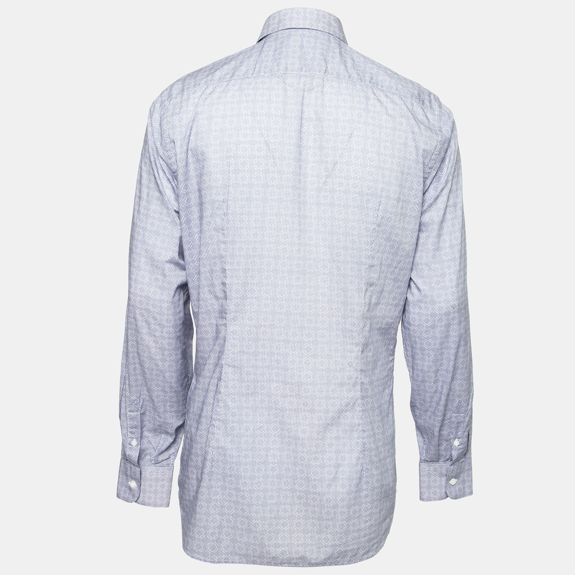 

Prada Blue Printed Cotton Button Front Shirt