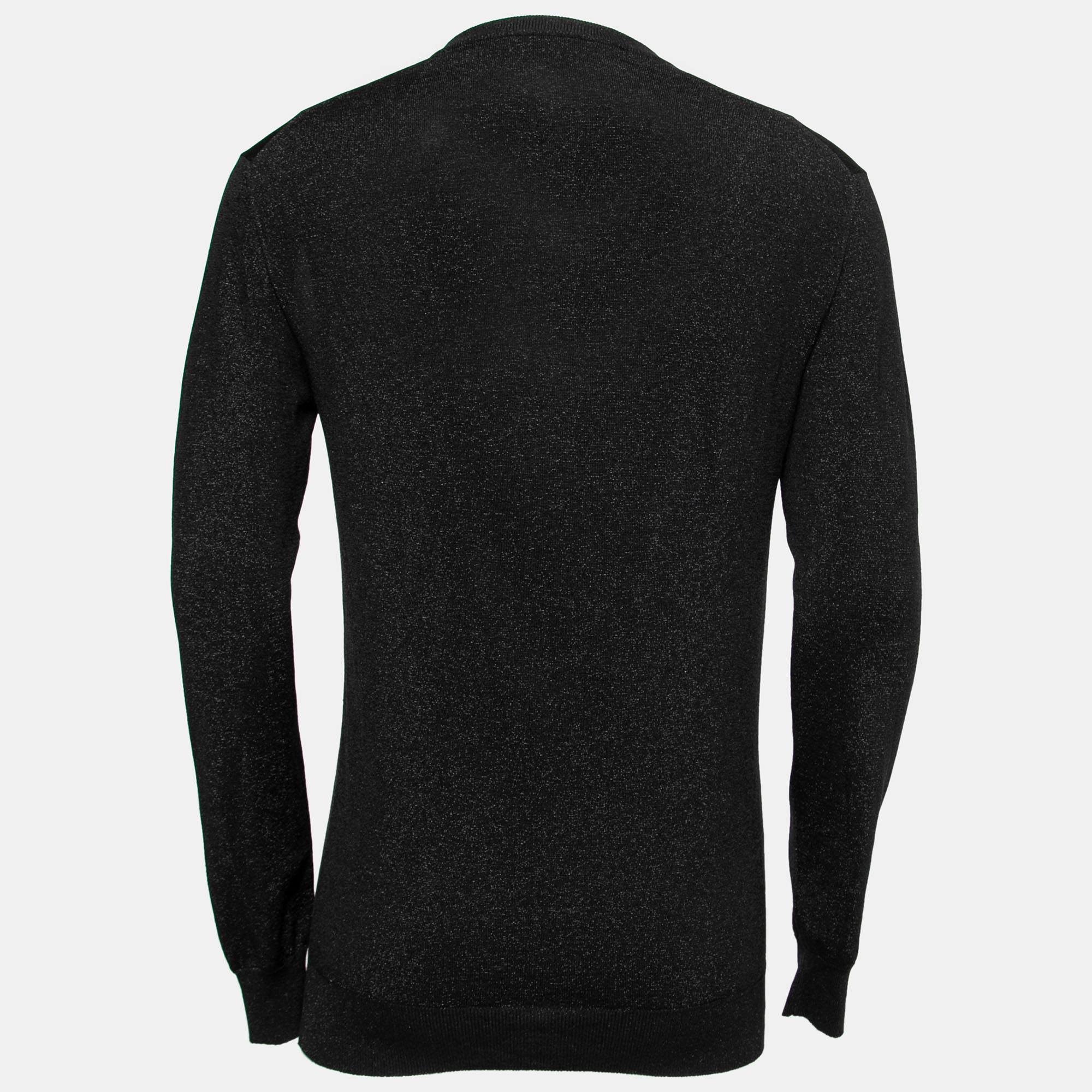 

Prada Black Lurex Knit Long Sleeve V Neck Sweater