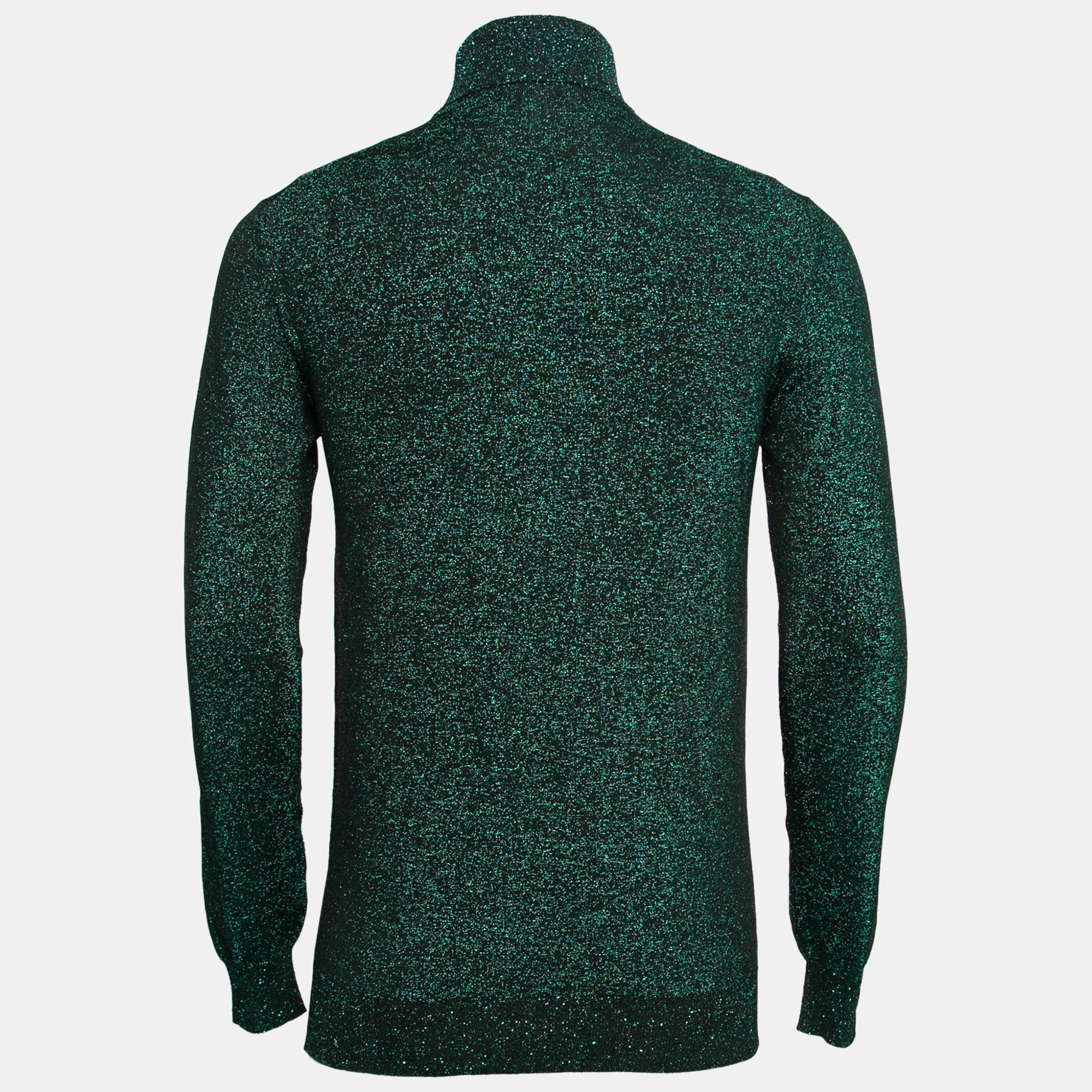 

Prada Metallic Green Lurex Knit Turtle Neck Long Sleeve Sweater