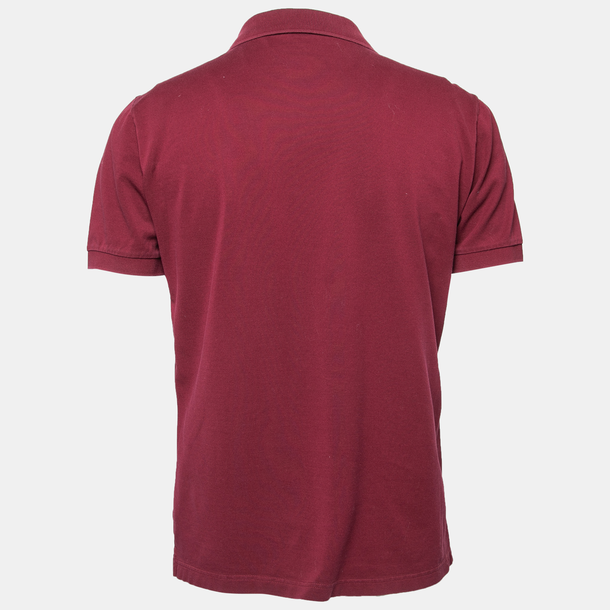 

Prada Maroon Cotton Pique Short Sleeve Polo T-Shirt, Red