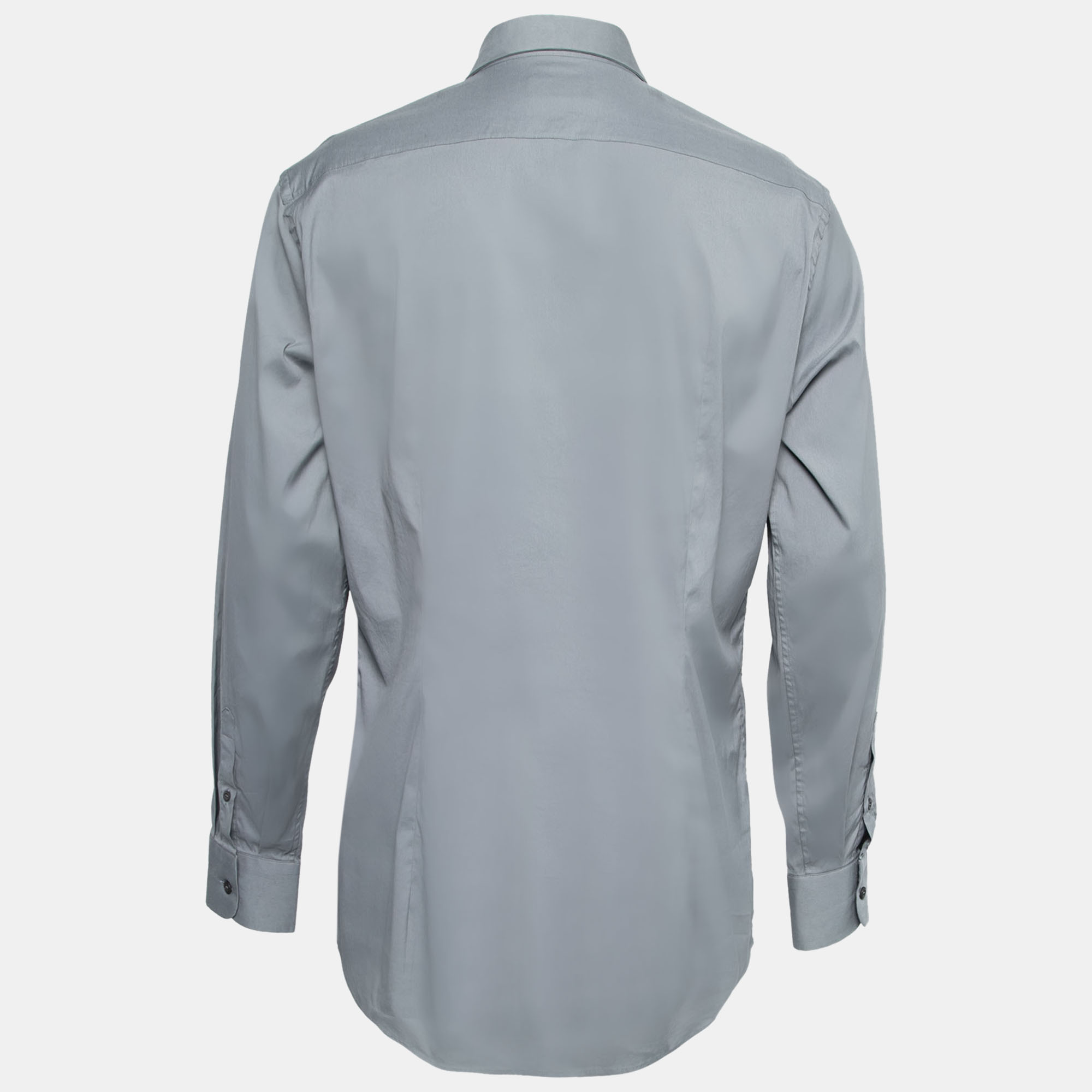 

Prada Iron Grey Cotton Poplin Stretch Long Sleeve Shirt
