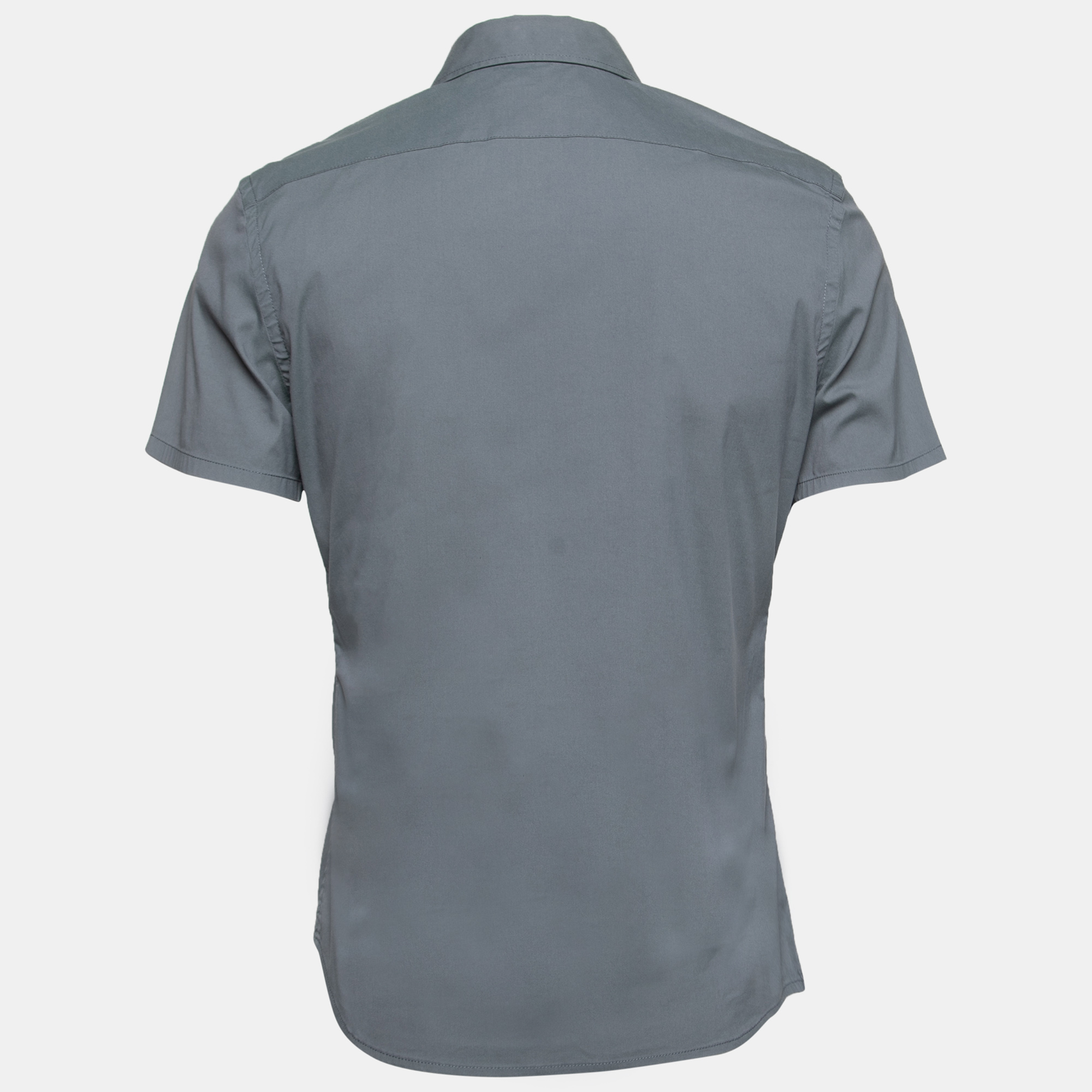 

Prada Grey Cotton Button Front Short Sleeve Shirt