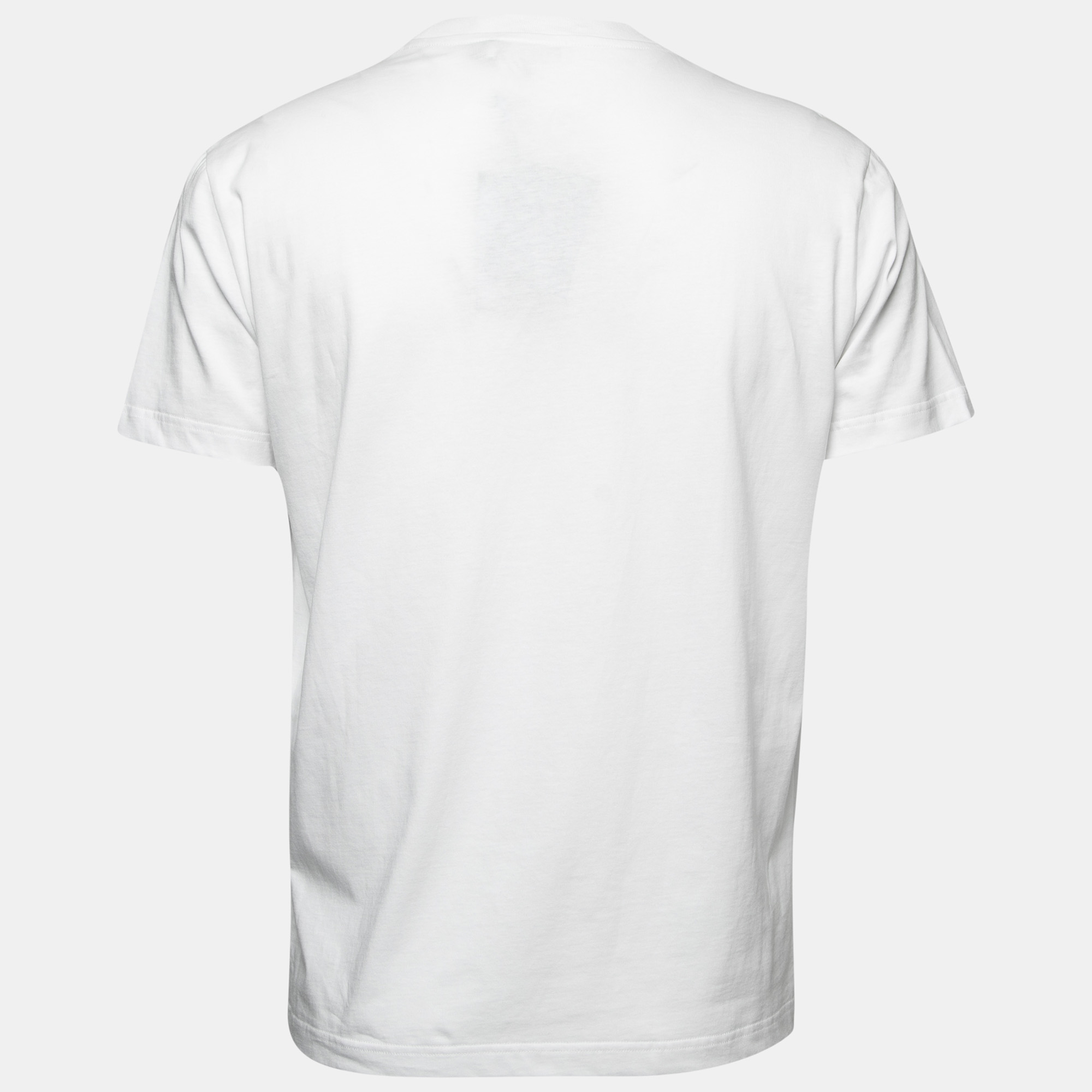 

Prada White Cotton Logo Printed & Embroidered Crew Neck T-Shirt