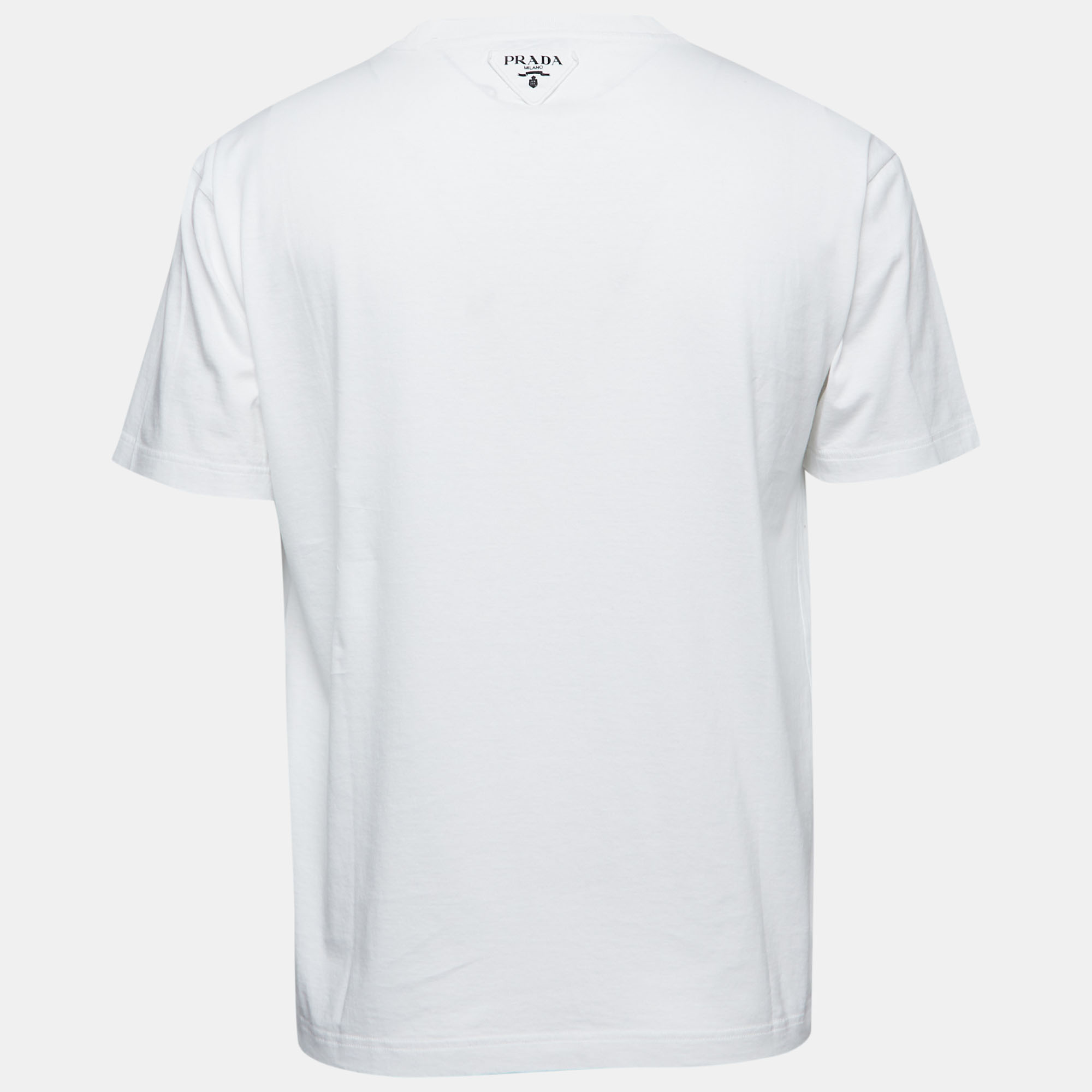 

Prada White Anchor Print Cotton Crew Neck T-Shirt