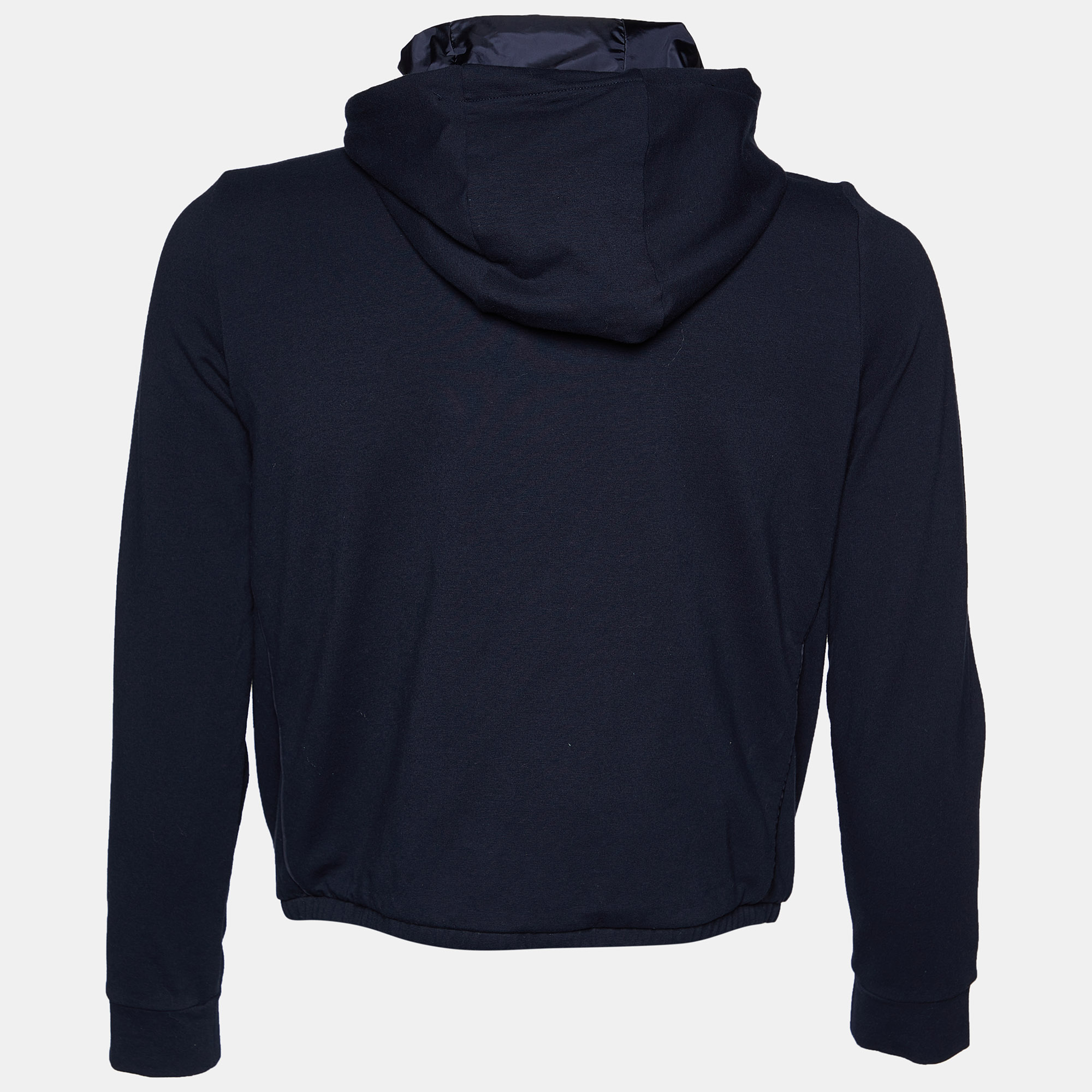 

Prada Navy Blue Cotton Knit Hooded Jacket