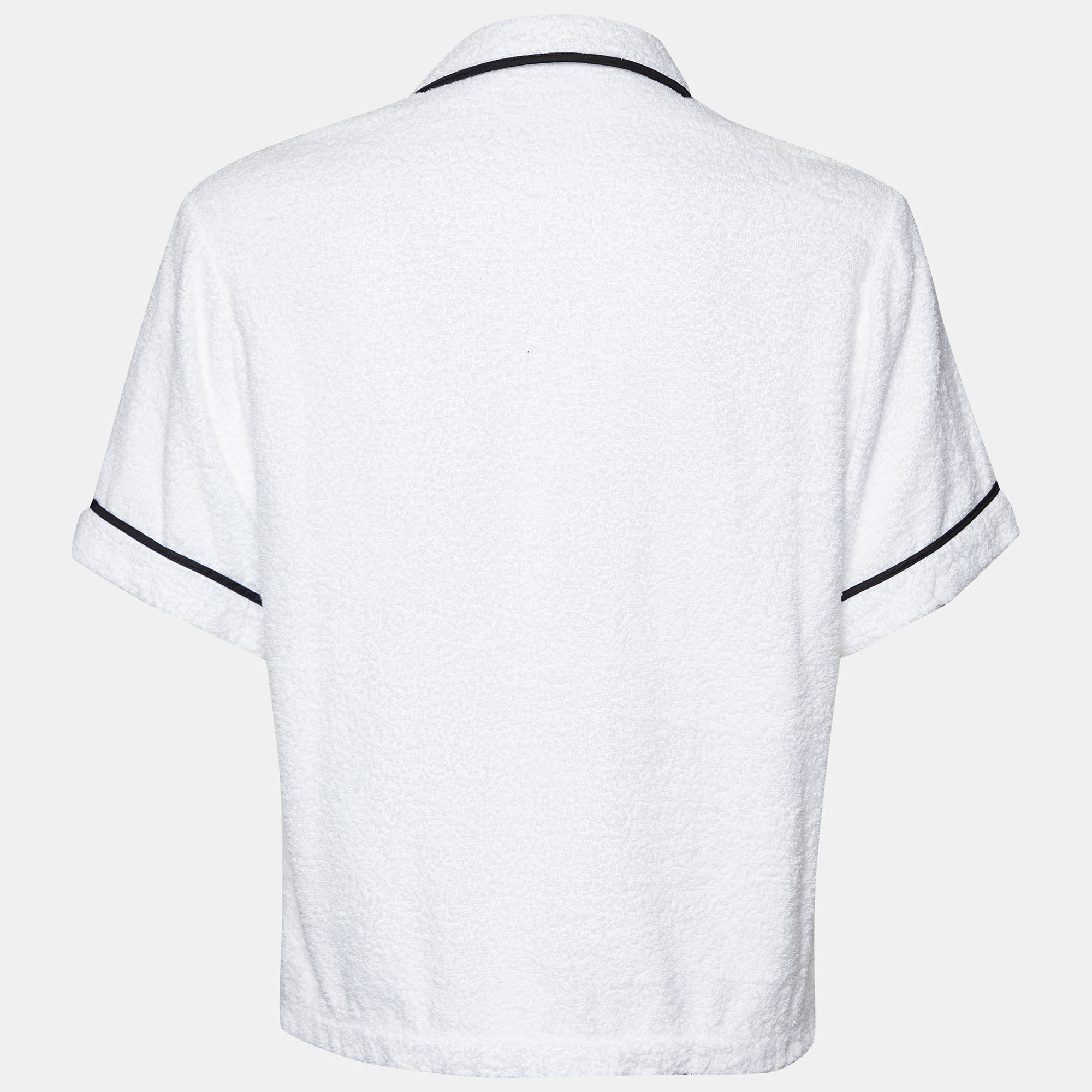 

Prada White Cotton Terry Button Front Bowling Shirt M