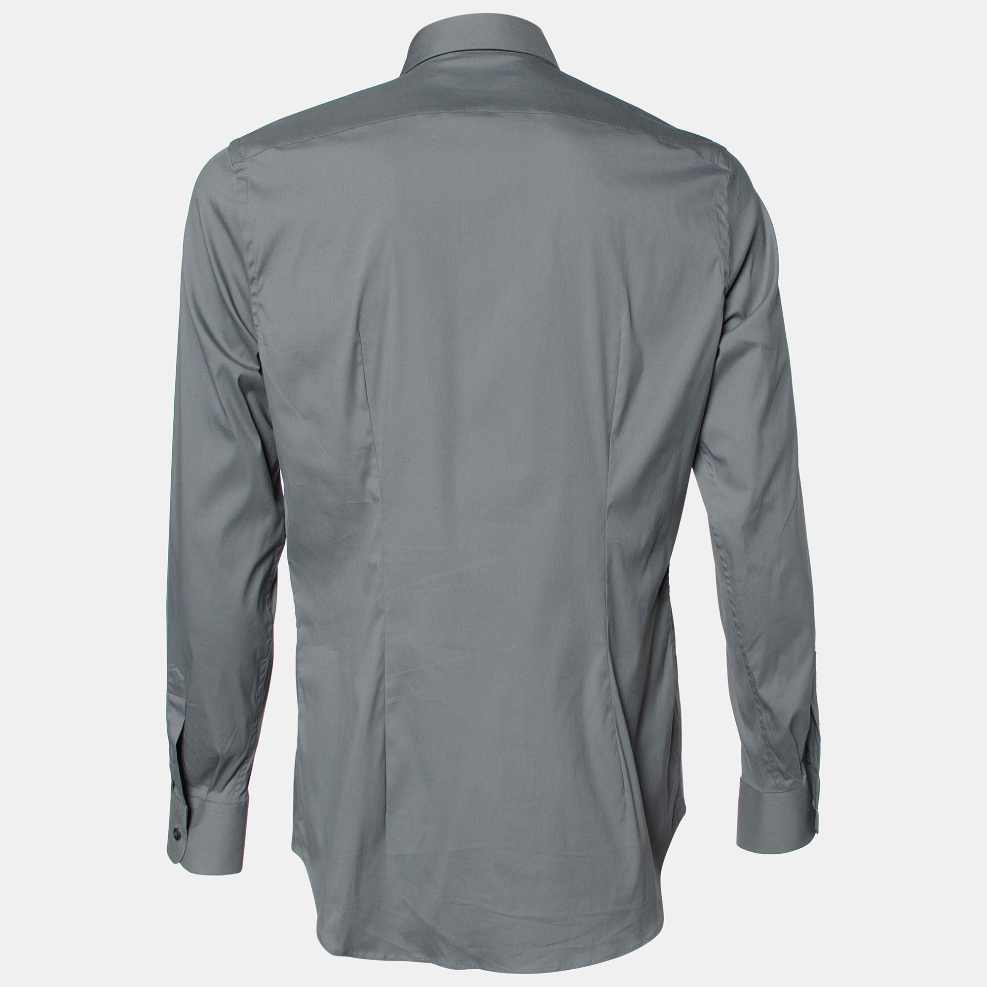 

Prada Grey Stretch Cotton Button Front Shirt