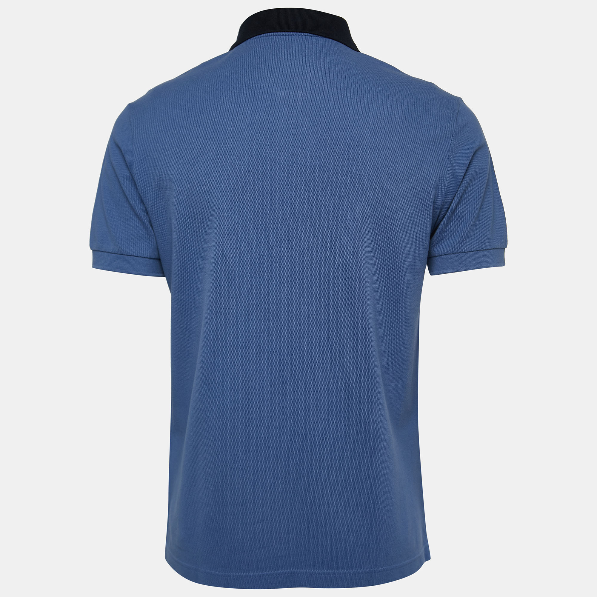 

Prada Blue Cotton Pique Contrast Collar Polo T-Shirt